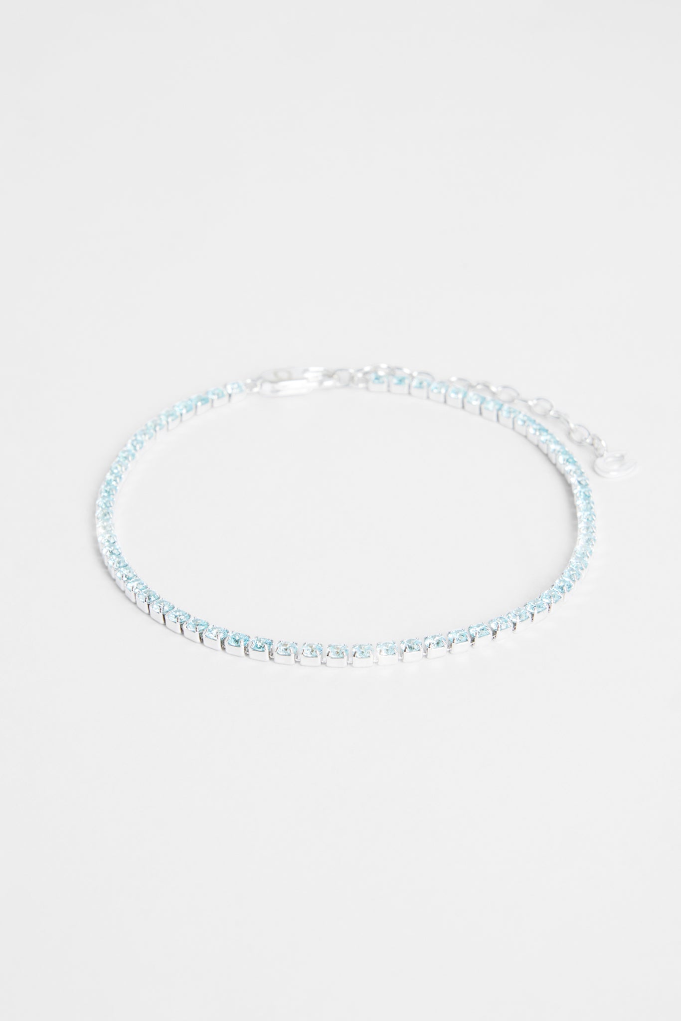 2.5mm Iced Blue CZ Micro Tennis Anklet